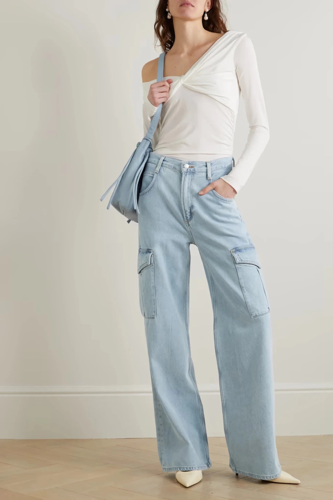 Full Size High Rise Wide Leg Cargo Jeans main image 0