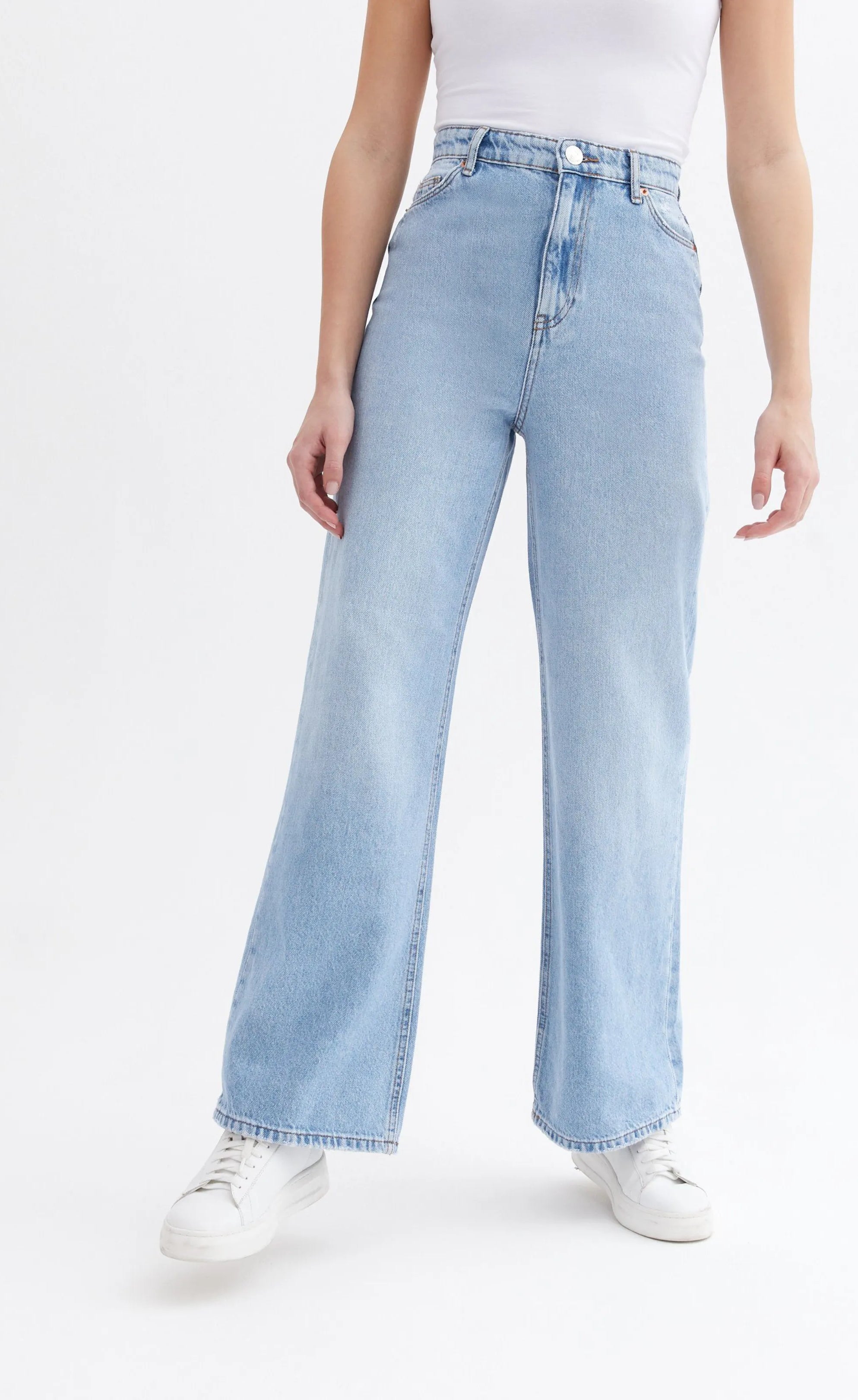 Light denim wide leg jeans store
