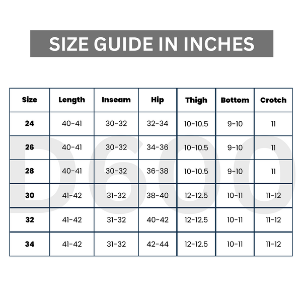 Pacsun pants size deals chart